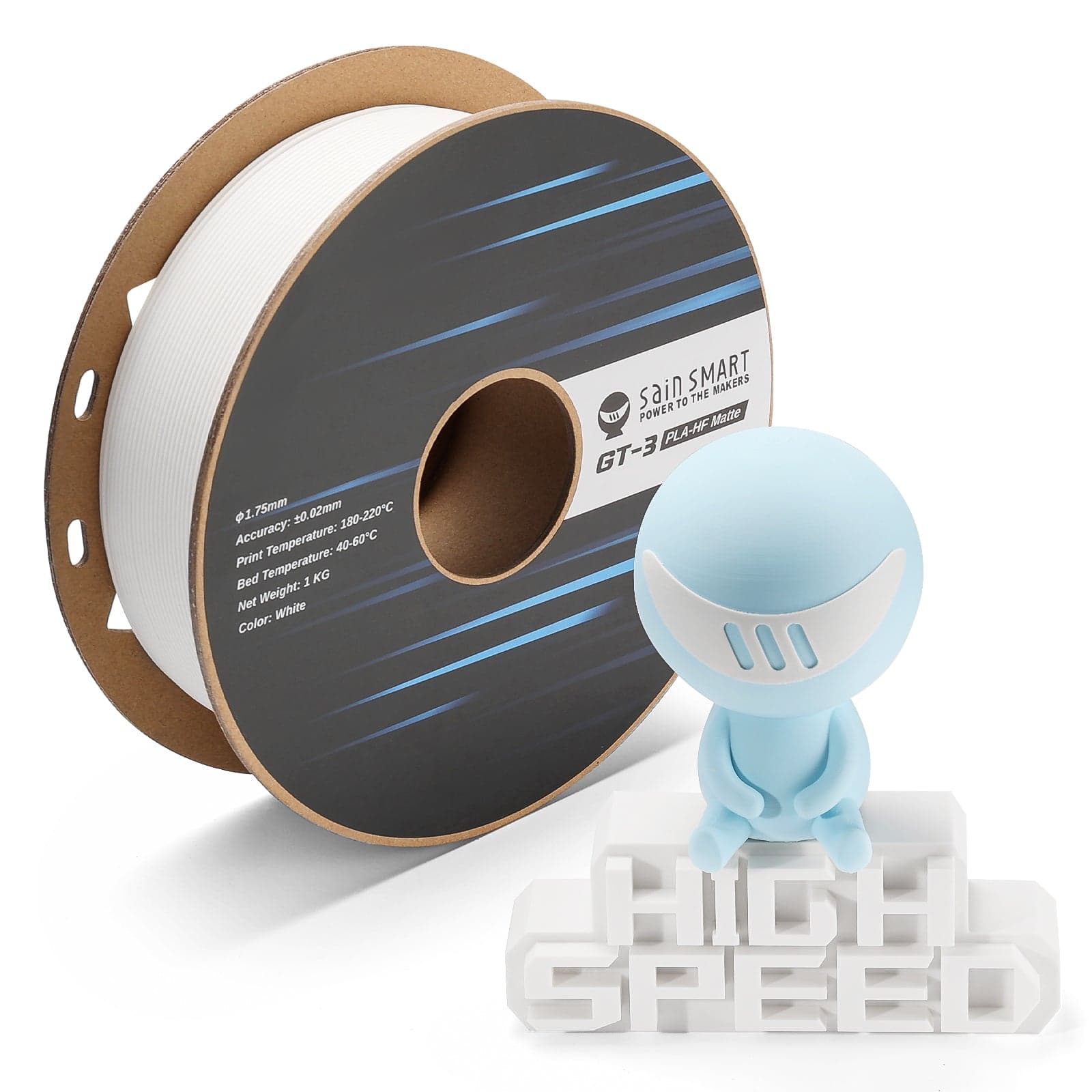 GT-3 High Speed Matte PLA Filament 1.75mm, 1KG, ±0.02mm, Black/White/Teal/Mint/Red/Grey for fpv drones 3