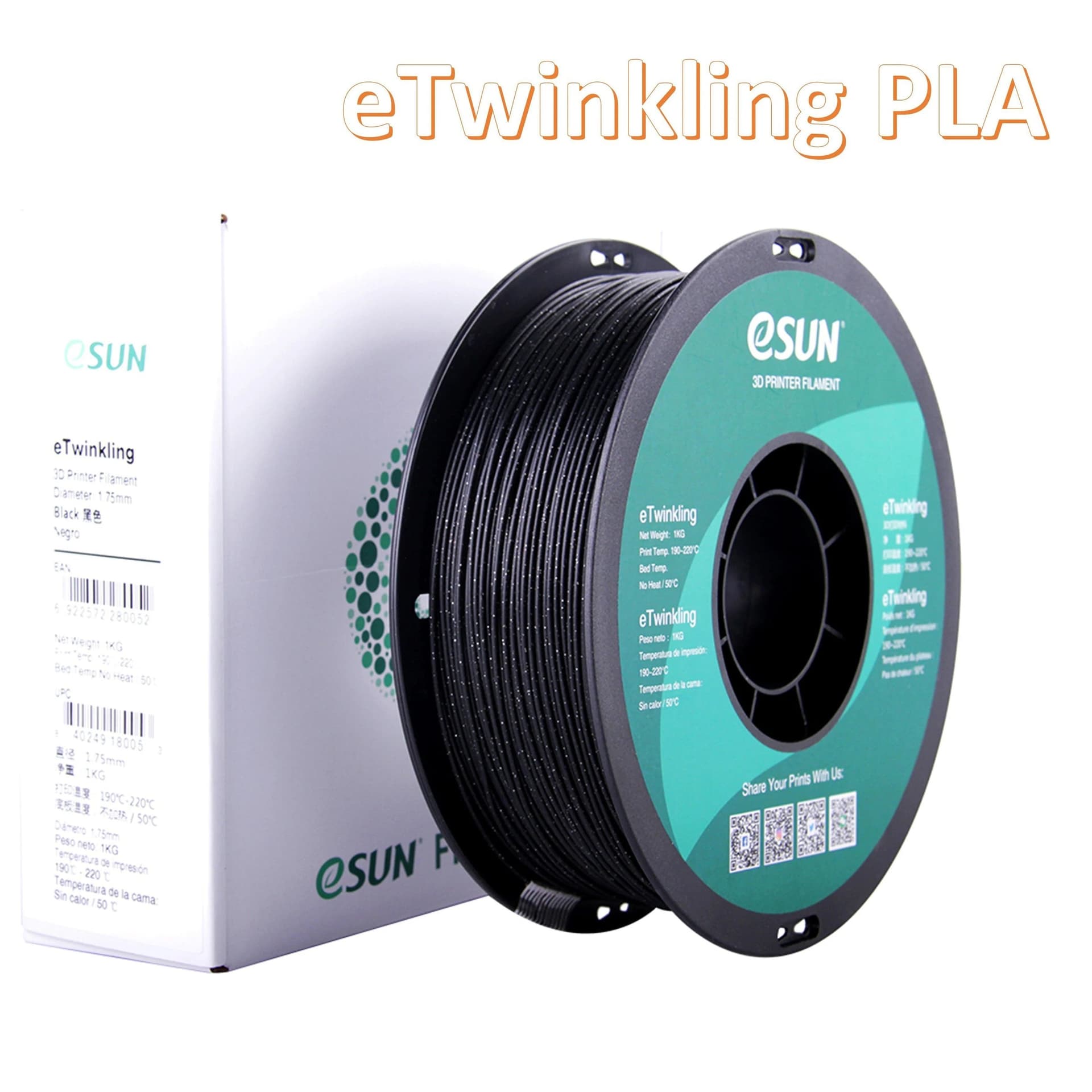 eSun eTwinkling Glitter PLA 3D Print Filament 1.75mm 1kg for fpv drones 2