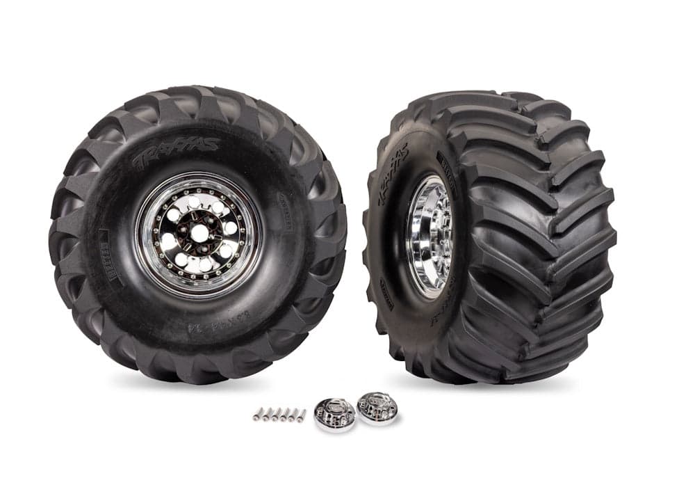 Traxxas 7696 Chrome X-Monster Wheels w/ Terra Groove Tires (2) for fpv drones