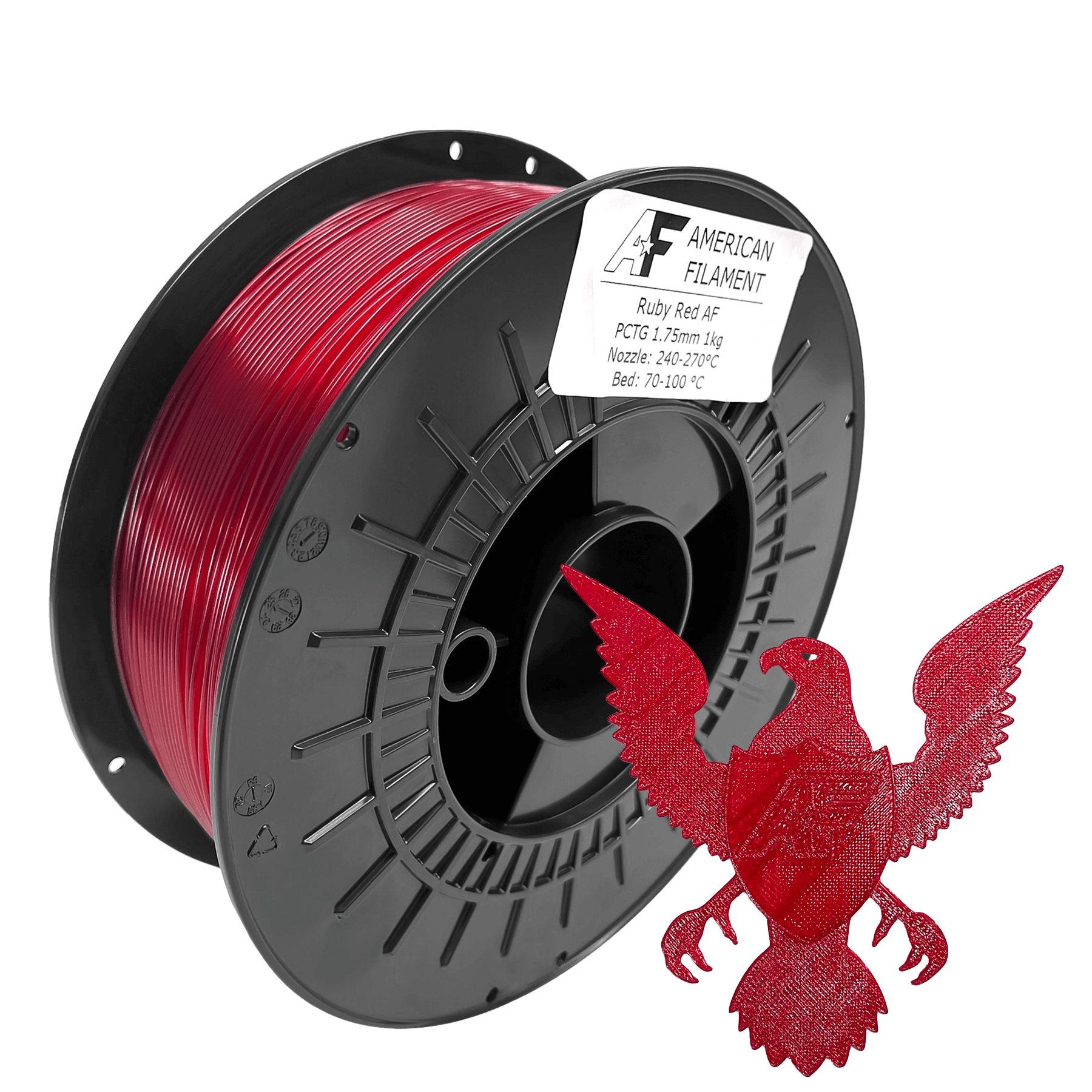 Transparent Ruby Red AF 1.75mm PCTG Filament Made in the USA! for fpv drones
