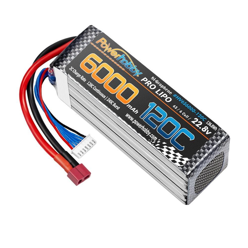Powerhobby 6s 22.8V 6000mah 120c GRAPHENE + HV Lipo Battery w Deans Plugs for fpv drones 1