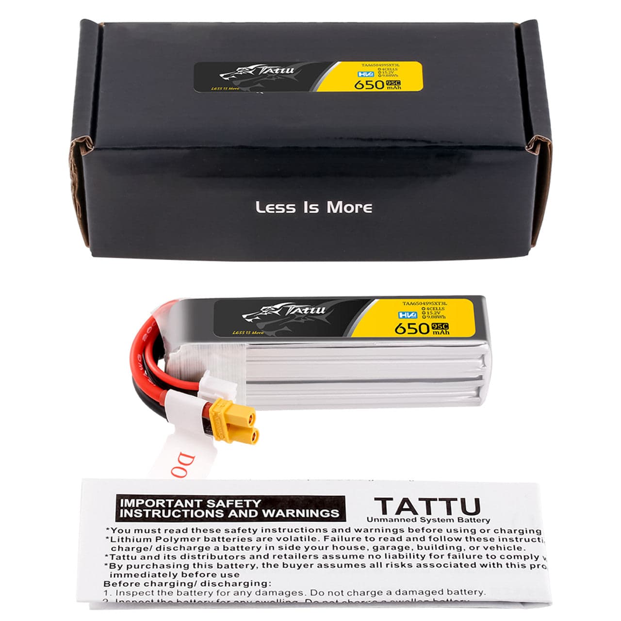 Tattu R-Line 650mAh 4S 15.2V 95C Lipo Battery Long Pack with XT30 Plug for fpv drones 4