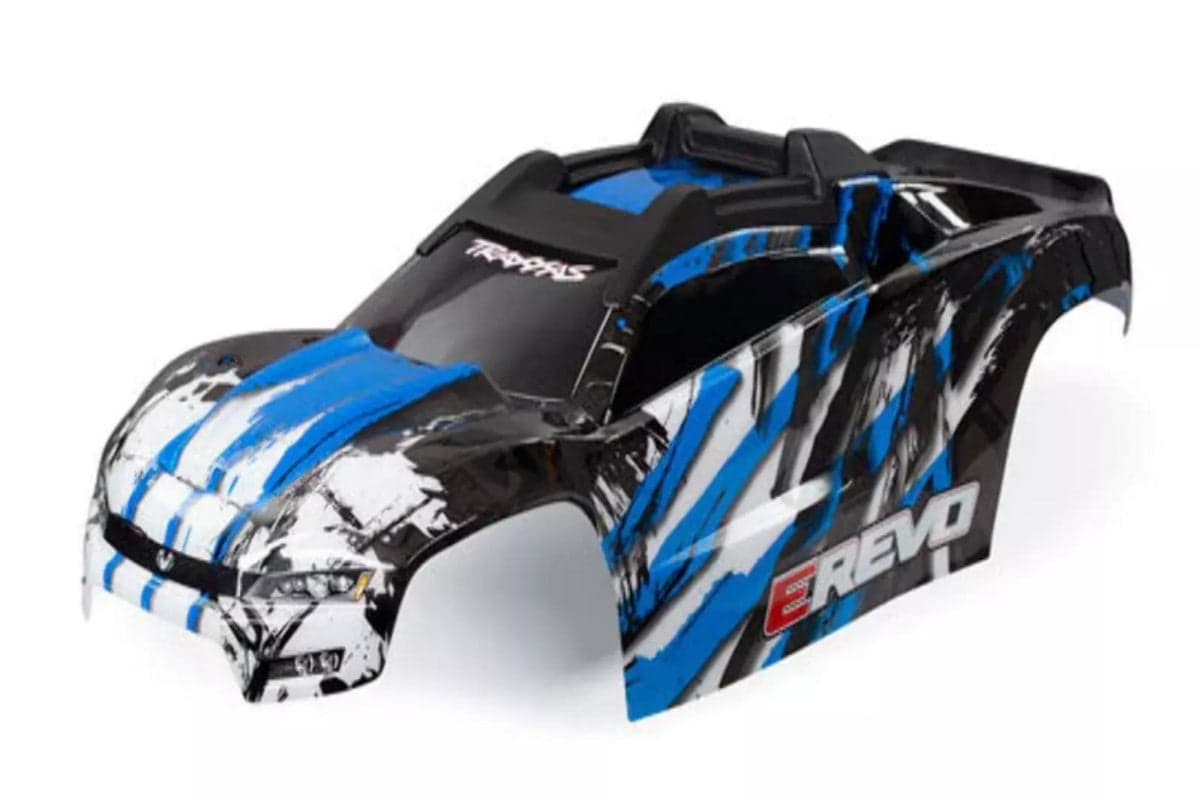 Traxxas 8611X E-Revo Blue Body Painted w Front & Rear Mounts / Rear Support for fpv drones