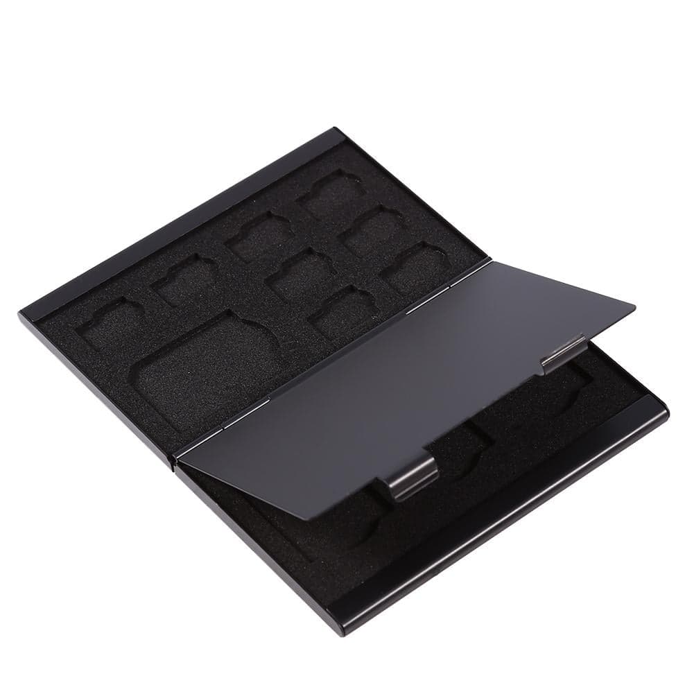 Tebru TF card holder, 12 Slots Aluminium Storage Box Case For Micro SD Card & TF Card Memory Card Holder, memory card carrying case for fpv drones 3