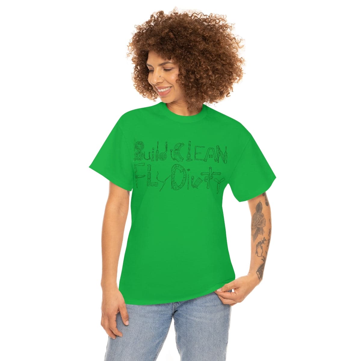 Build Clean Fly Dirty T-Shirt - Black Logo for fpv drones 2