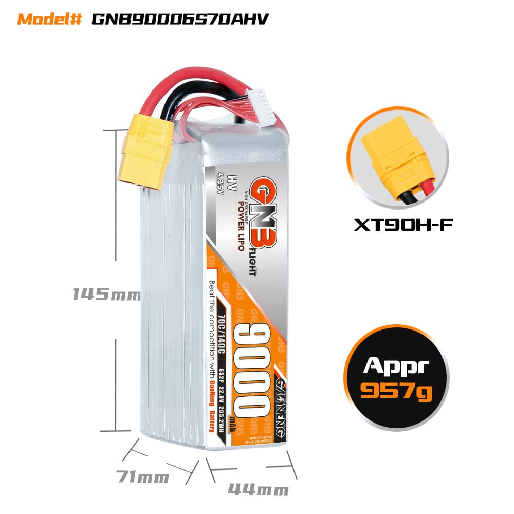 GNB 9000mah 6S2P HV 70C - XT90 for fpv drones 1