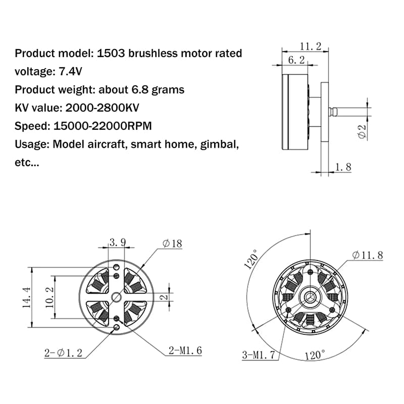 Motor 1503 Brushless Motor RC Electric Motor for fpv drones 1