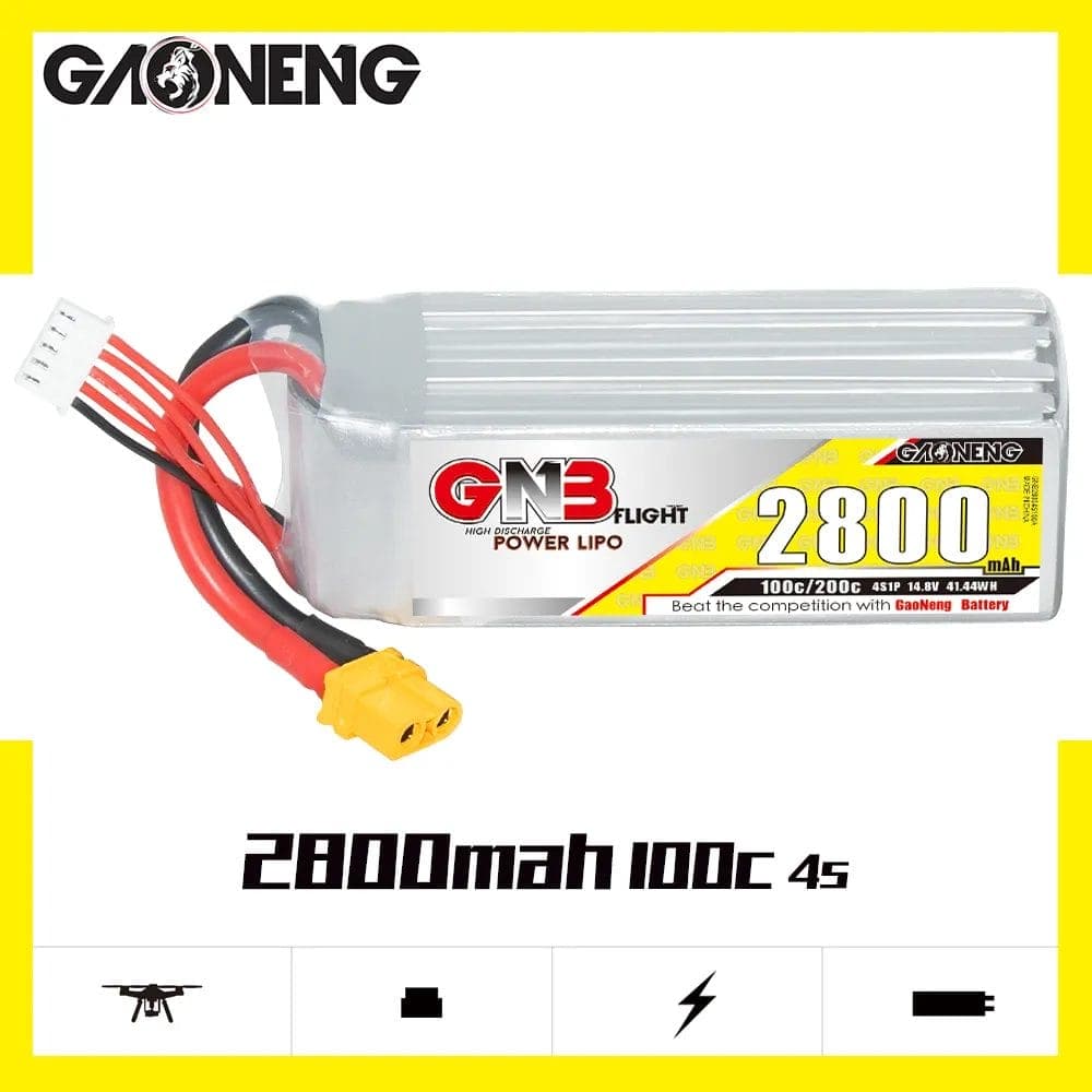 GAONENG GNB 4S 14.8V 2800mAh 100C XT60 LiPo Battery for fpv drones 2