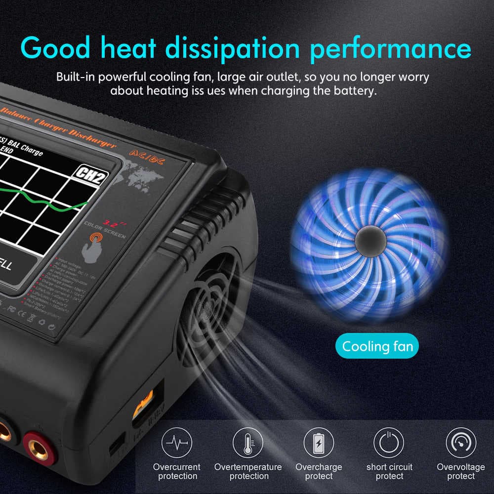 HTRC T400 Pro Lipo Charger Dual DC 400W AC 200W 12A*2 for fpv drones 3