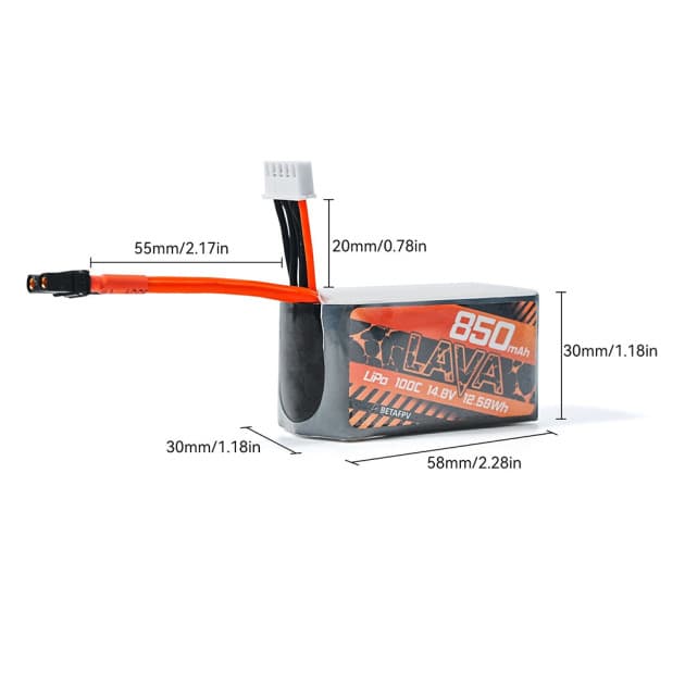 BetaFPV LAVA 850mAh 4S 100C (2pcs) LiPo battery for FPV drones for fpv drones 3