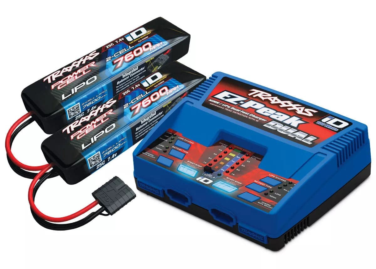 Traxxas COMBO 2991 EZ-Peak Plus 8Amp Dual Lipo Charger + 2x 7600mah 25C Lipo for fpv drones