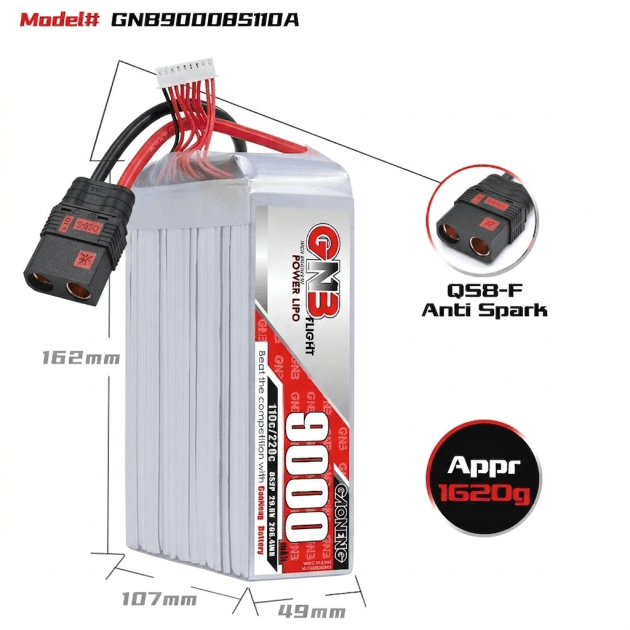 GNB 9000mAh 8S 110C QS8 Lipo battery for fpv drones 1