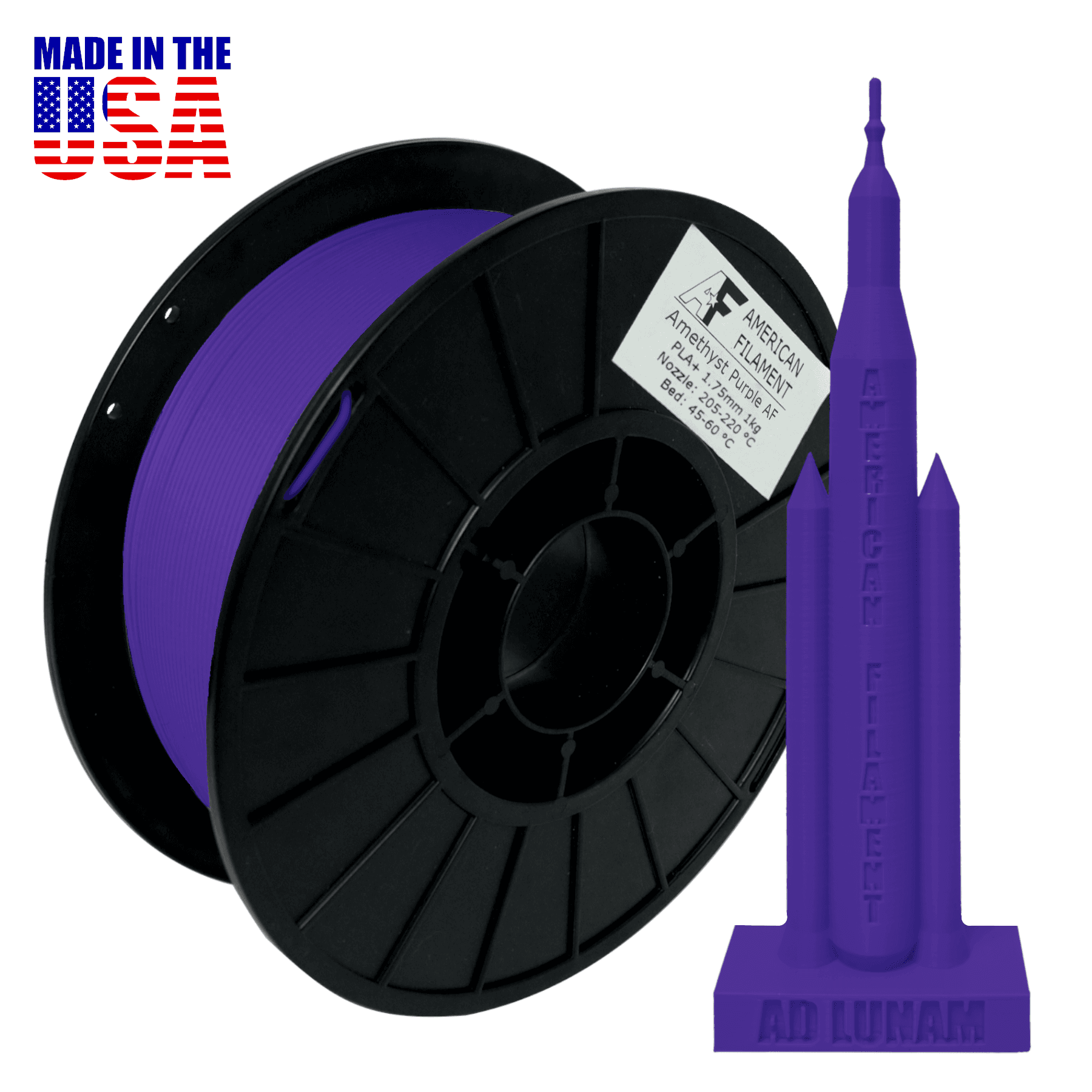 Amethyst Purple AF 1.75mm PLA+ Filament Made in the USA! for fpv drones