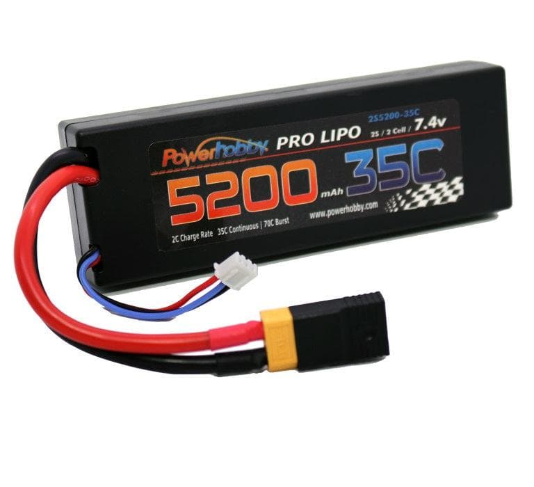 Powerhobby 2s 7.4v 5200mah 35c Lipo Battery w XT60 Plug + Adapter for fpv drones 1
