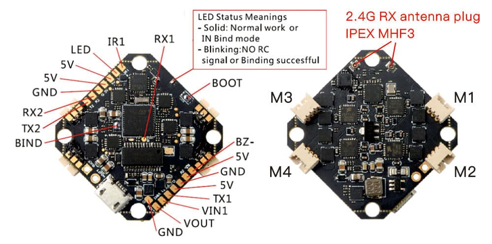Happymodel Crazybee F4 V3.1 2-4S 4in1 12A AIO Flight Controller - SPI Frsky for fpv drones 6