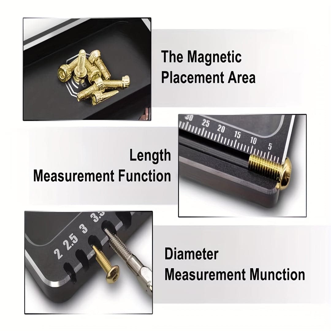 Magnetic Screw Tray, Aluminum Alloy Screws Storage & Measuring Tray with Magnetic Pad for fpv drones 6