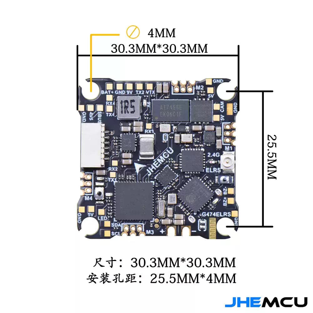 JHEMCU G474ELRS AIO 1-2S Whoop/Toothpick HD Flight Controller (w/ 12A 16Bit 4in1 ESC) for fpv drones 3