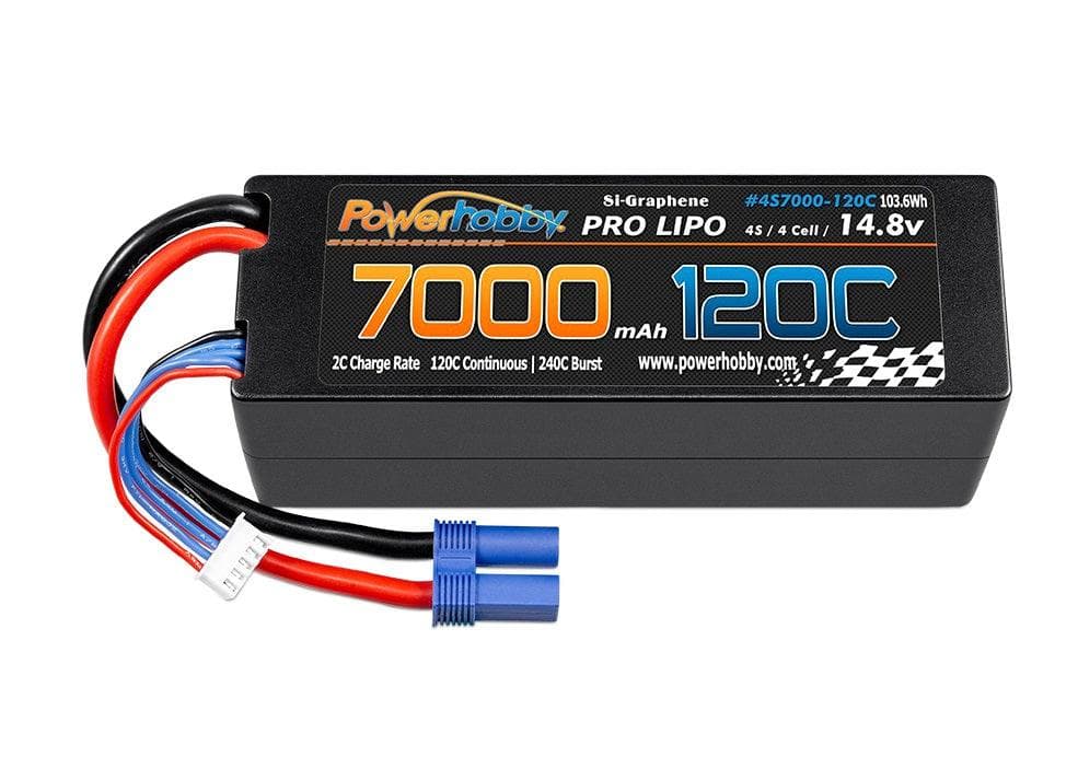Powerhobby 4s 14.8V 7000MAH 120C Graphene Lipo Battery w EC5 Plug Hard Case for fpv drones 2
