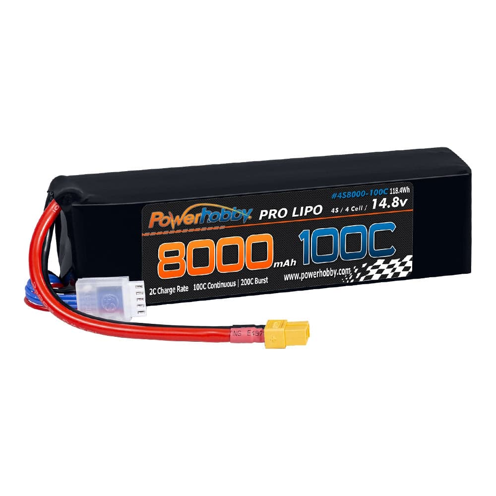 Powerhobby 4s 8000mah 100c Lipo Battery w  XT60 Plug + Adapter for fpv drones