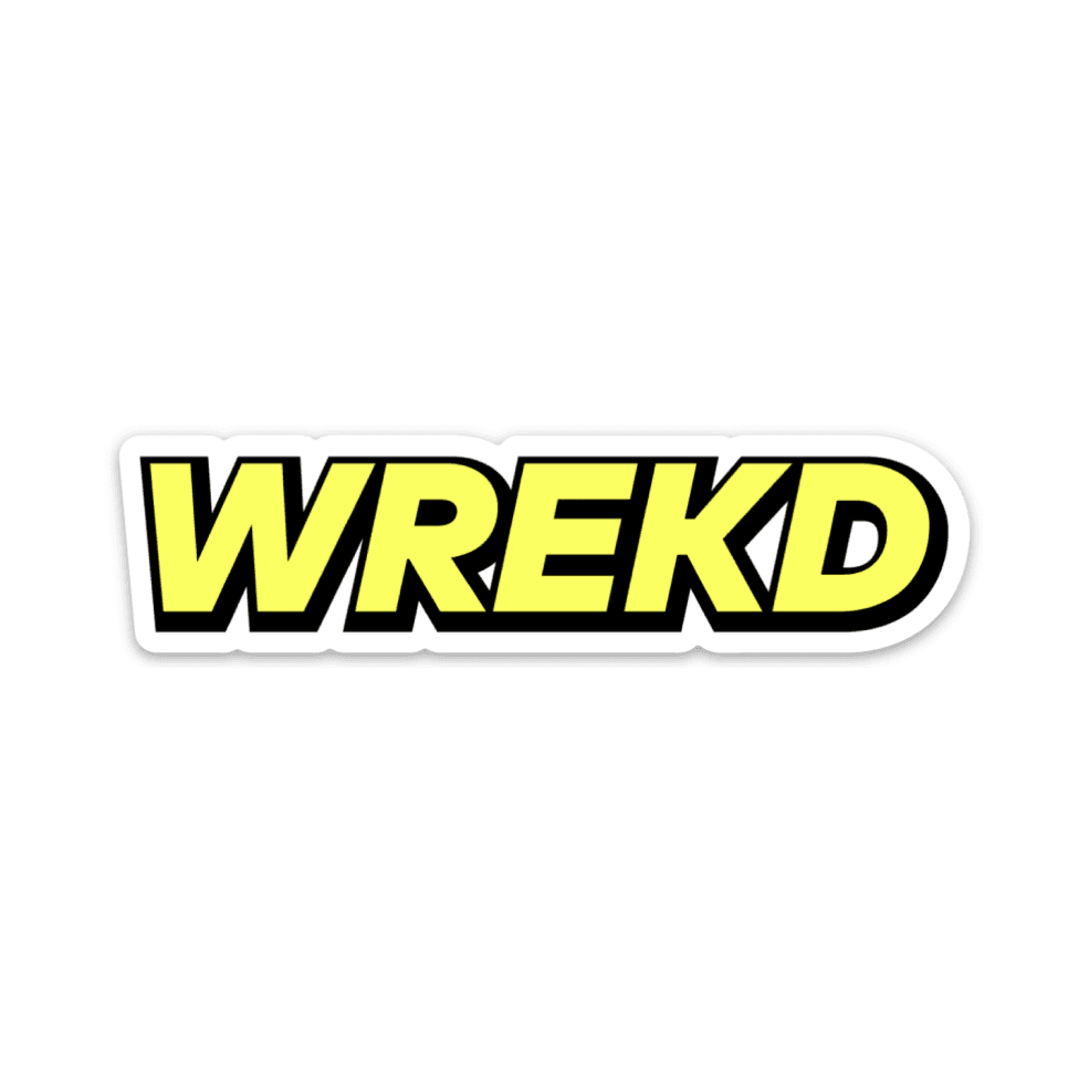 WREKD Logo 3.91" x 1" Sticker w/ White Trim for fpv drones
