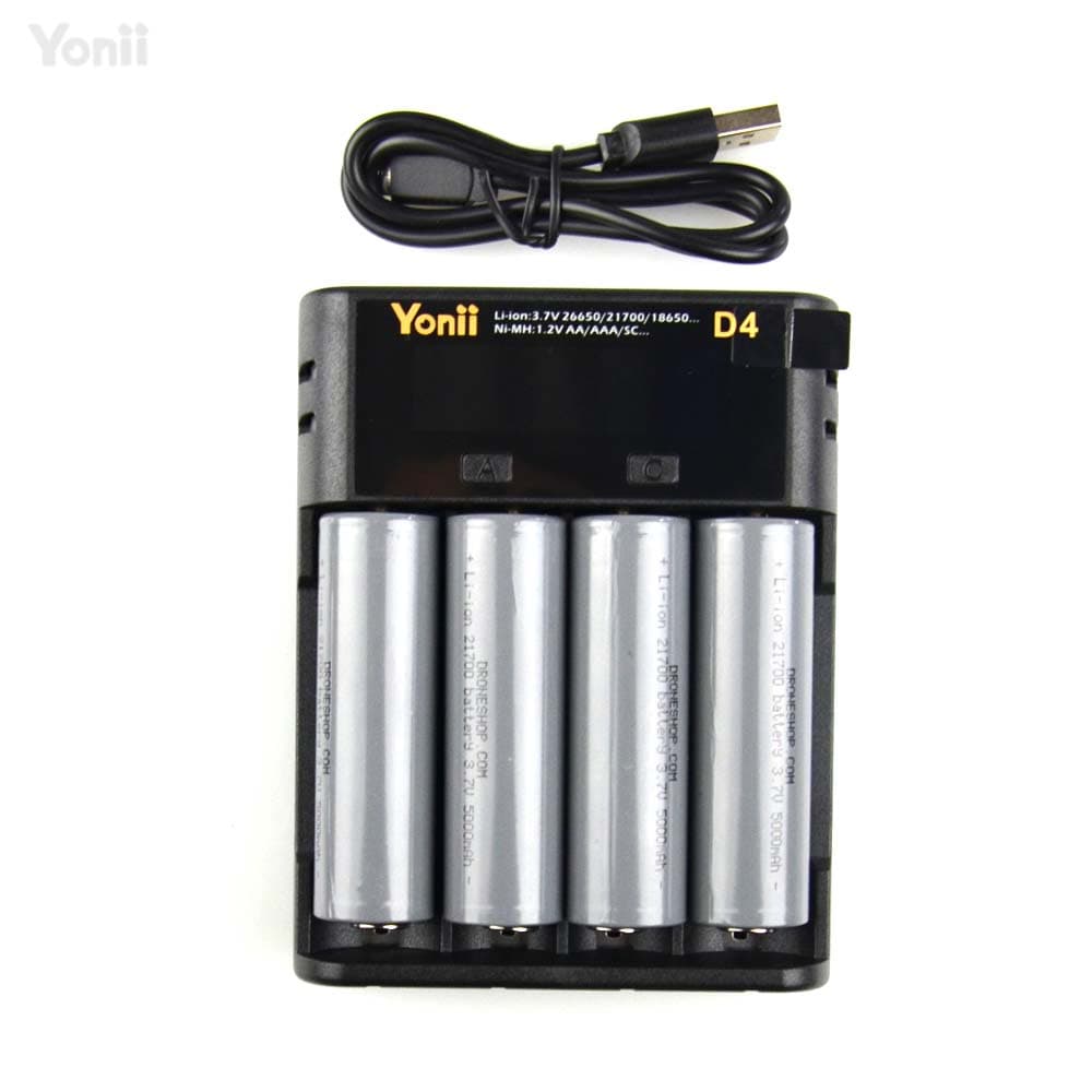 Yonii USB-Lader met LCD display voor vier stuks 21700/18650/18350 batterijen for fpv drones 3