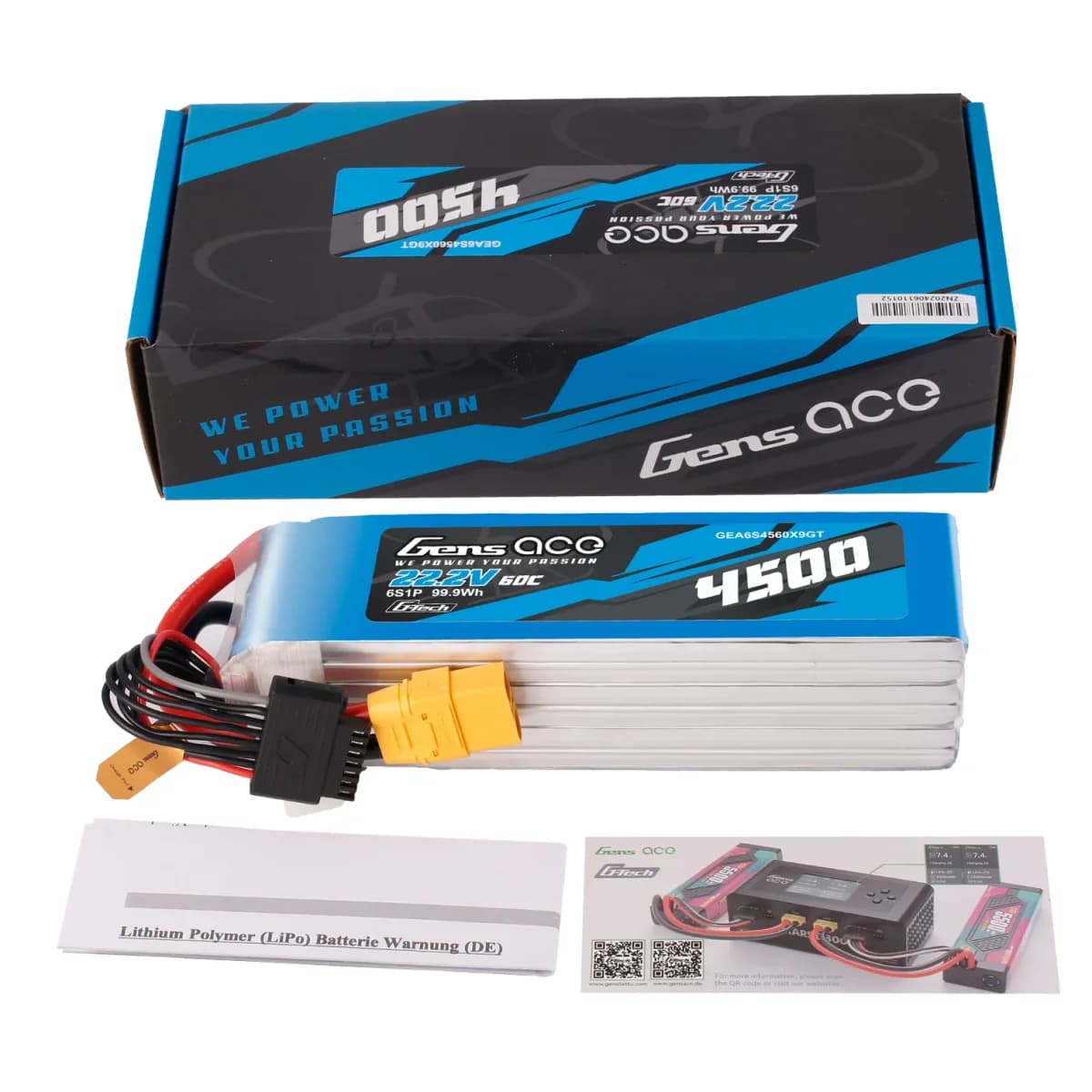 Gens Ace G-Tech 6S 4500mAh 22,2V 60C LiPo Akku XT90 for fpv drones 4