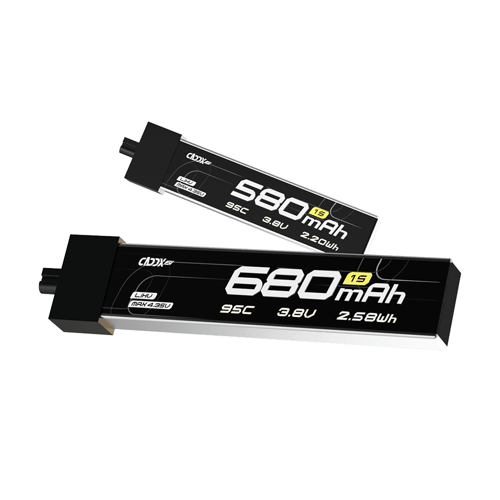 CADDXFPV CURVE 580mAh & 680mAh 1S 3.8V 95C FPV Lipo Battery with A30 connector