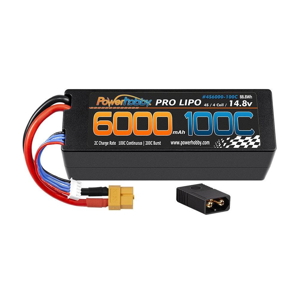 Powerhobby 4s 14.8v 6000mah 100c Lipo Battery w XT60 W Adapter hard case for fpv drones 2