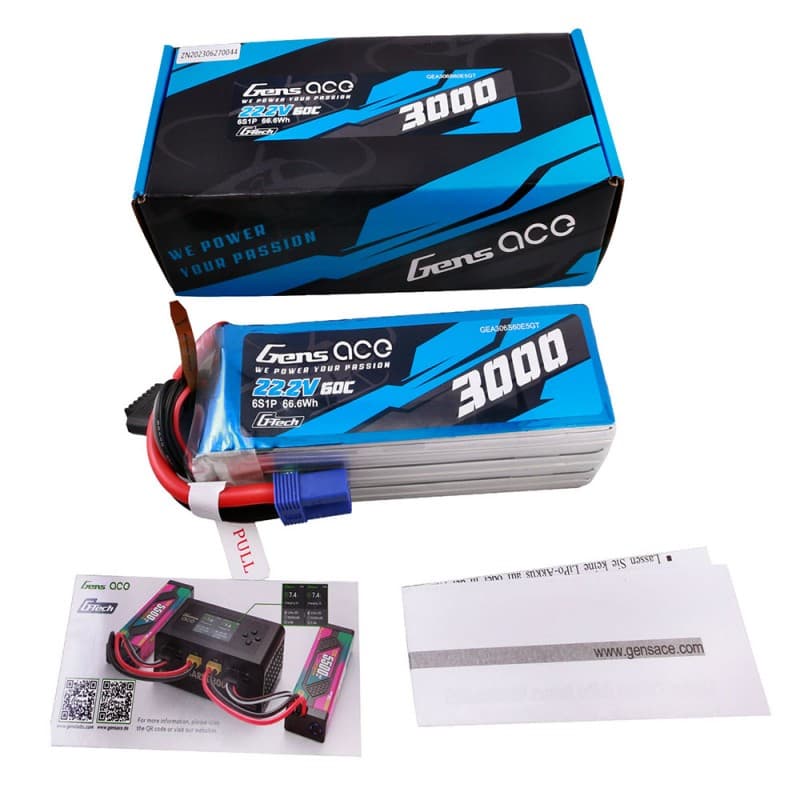 Gens ace G-Tech 3000mAh 22.2V 60C 6S1P Lipo (EC5) for fpv drones 2