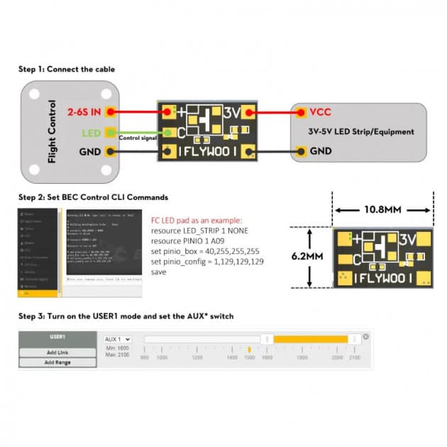 Flywoo 3.3V BEC voltage regulator for fpv drones 5