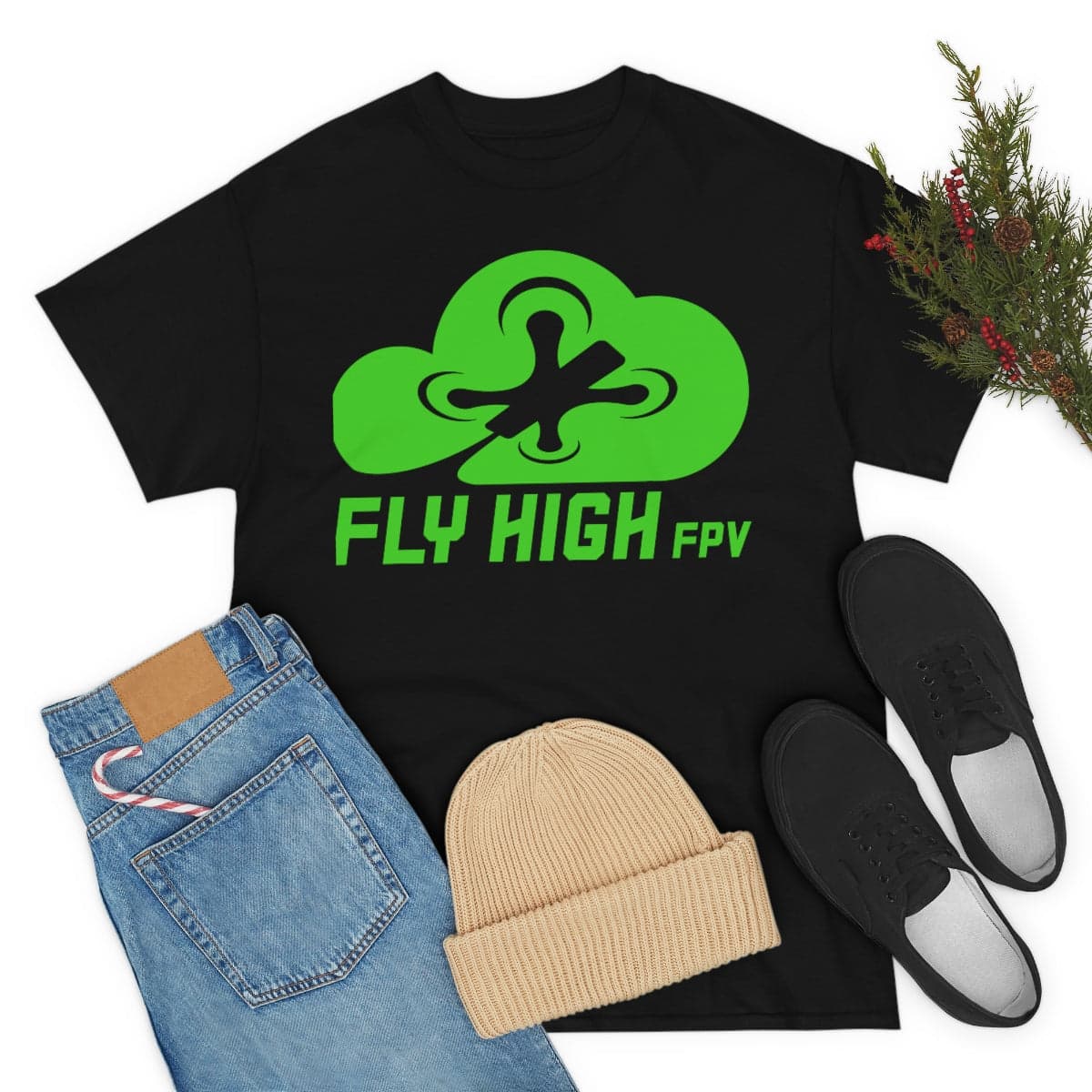 Fly High FPVTee - Green Logo for fpv drones 143