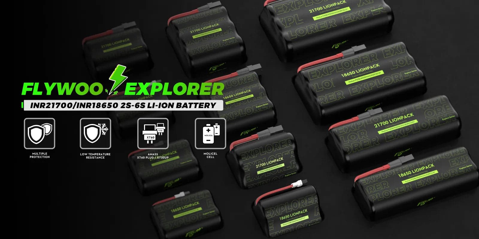 Flywoo Explorer Molicell P30B 18650 3S1P 3000mAh Li-Ionpack Battery for fpv drones 4