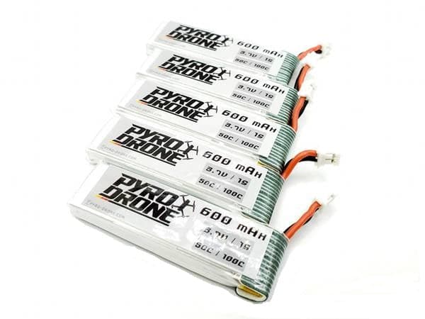 Pyrodrone 1S 600mAh 50C Lipo 5 Pk. for fpv drones 1