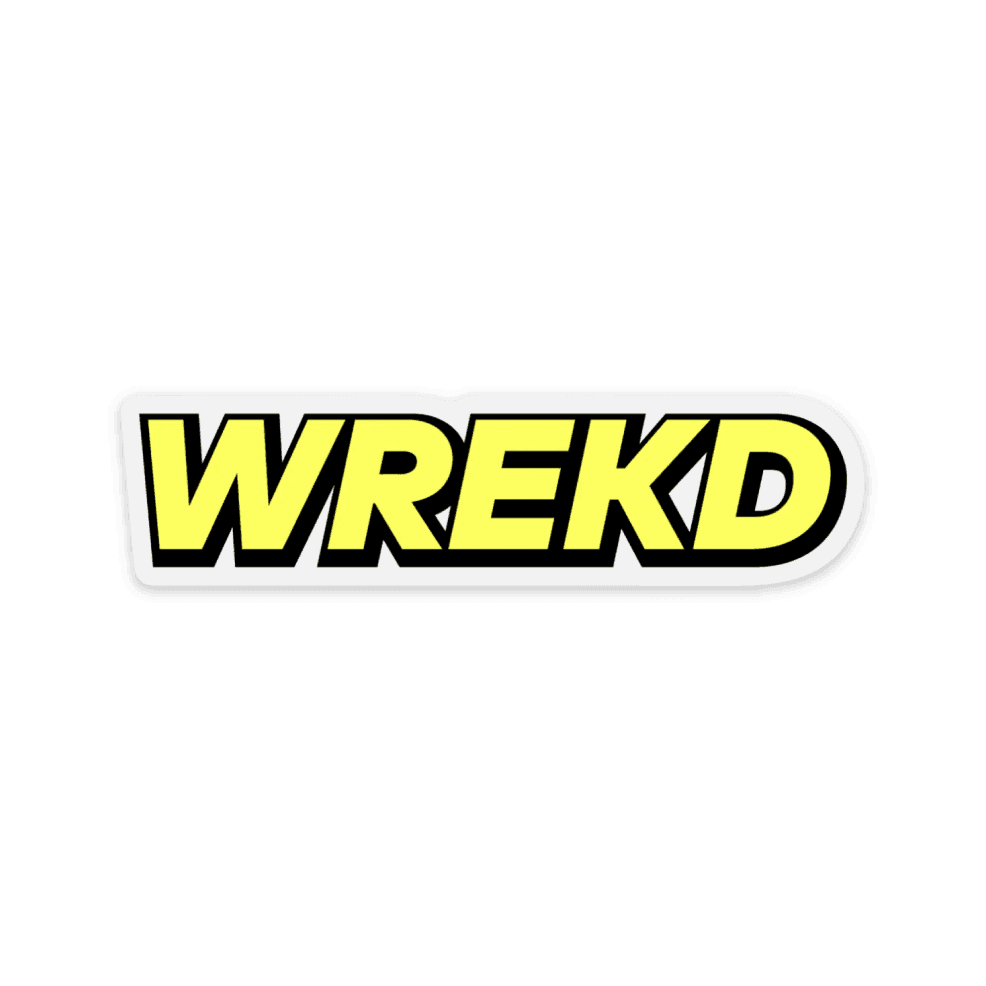 WREKD Logo 3.88″ × 1″ Sticker w/ Clear Trim for fpv drones
