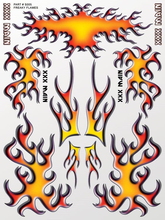 XXX Main XXXS005 Freaky Flames Sticker Sheet for fpv drones