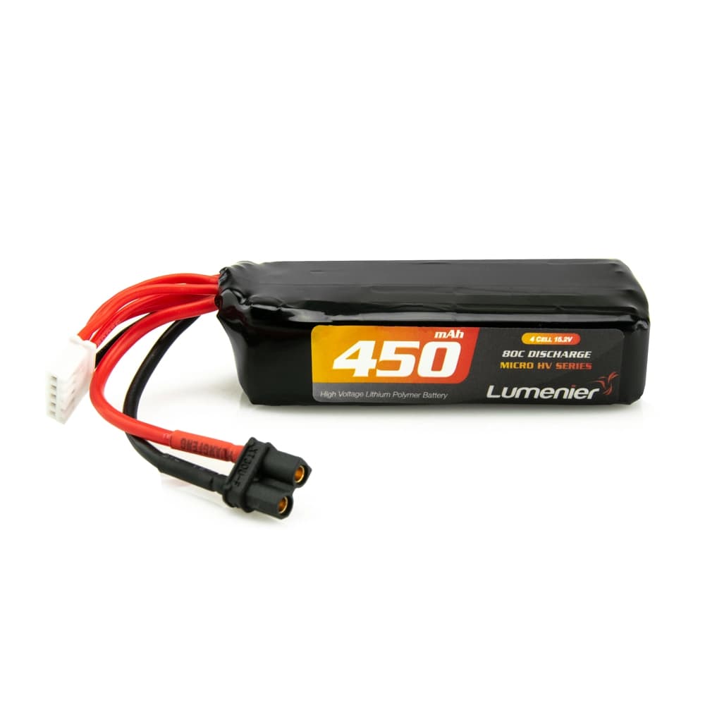 Lumenier 450mAh 4S 80c Micro HV LiPo Battery (XT-30) - 5 Pack Bundle - 15.2 Volt (4 Cell HV) for fpv drones 2