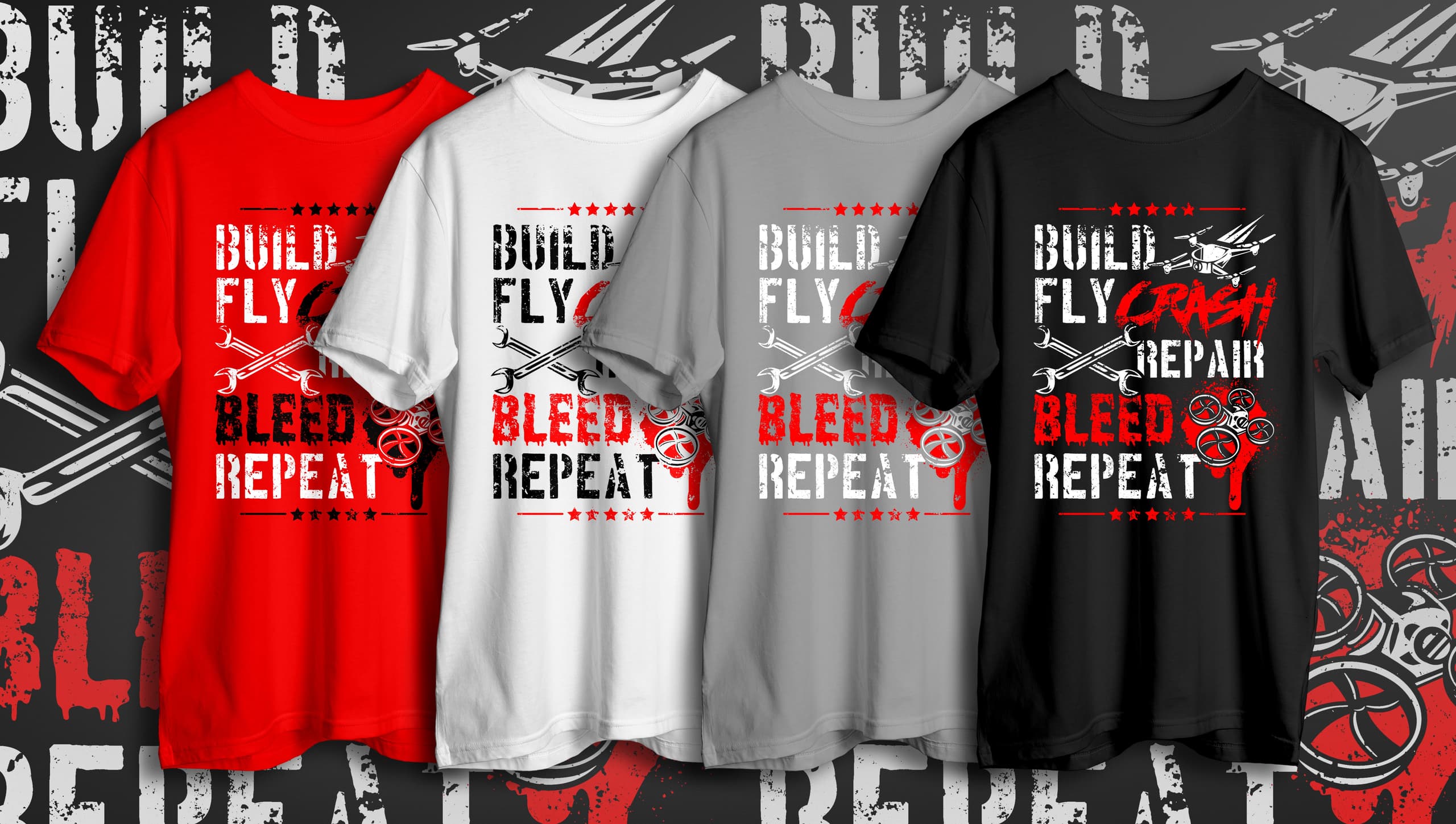 weBLEEDfpv "BUILD, FLY, BLEED" T-SHIRT for fpv drones 2