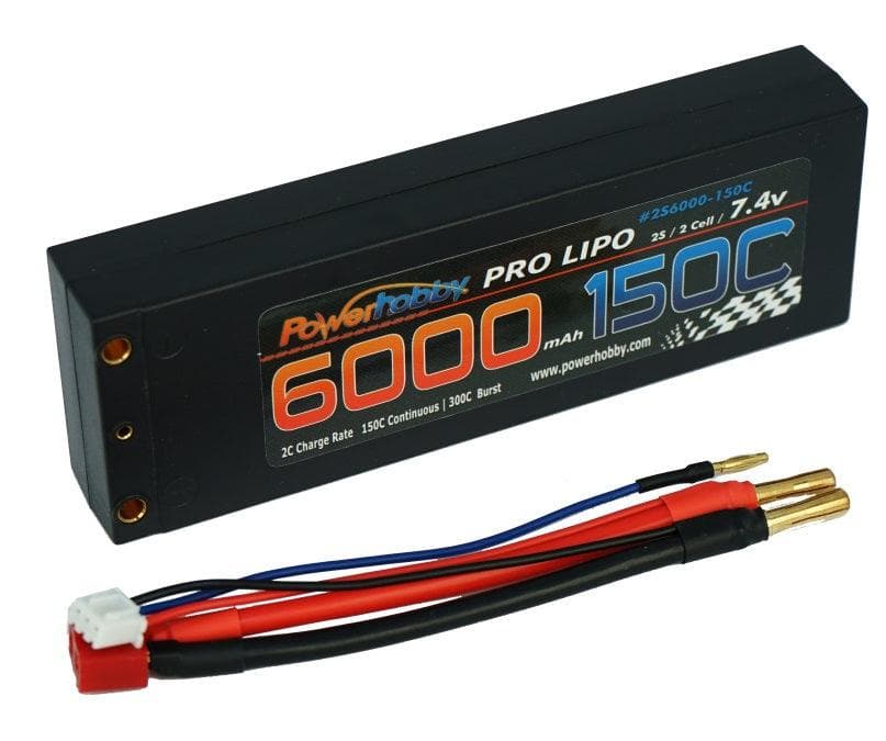 Powerhobby XTREME 2S 7.4V 6000mAh 150C-300C Lipo Battery w Bullet Deans 2-Cell for fpv drones 1