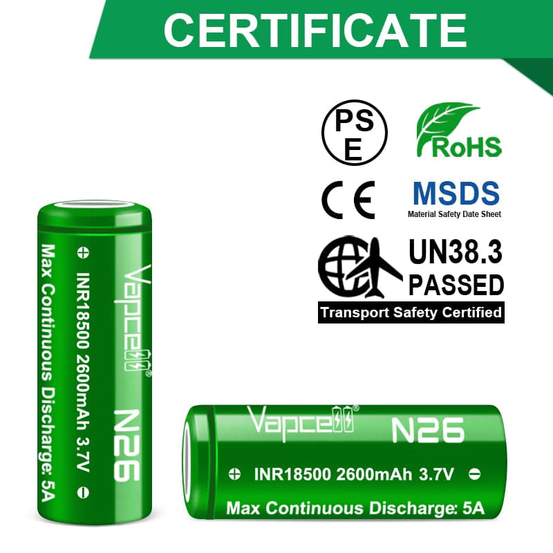 Vapcell N26 18500 2600mah 5A 3.7V Li-ion Rechargeable Battery (2PCS) for fpv drones 1