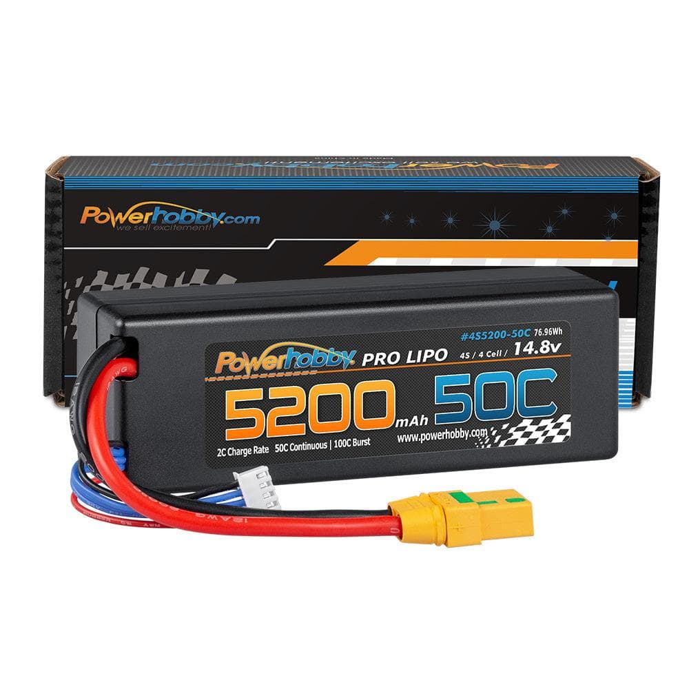 Powerhobby 4s 14.8v 5200mah 50c Lipo Battery w XT90 Plug Hard Case LCG for fpv drones