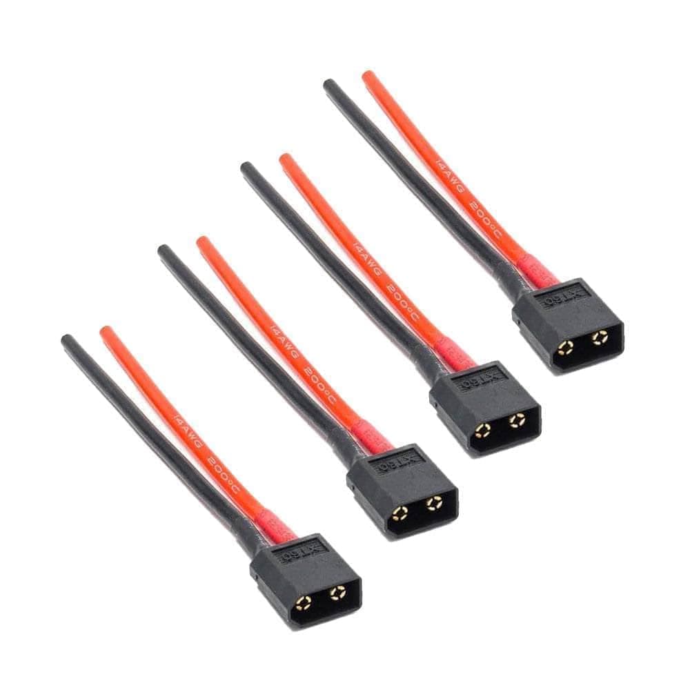 4 Pack of XT60 Pigtails 14AWG 4" - Black for fpv drones