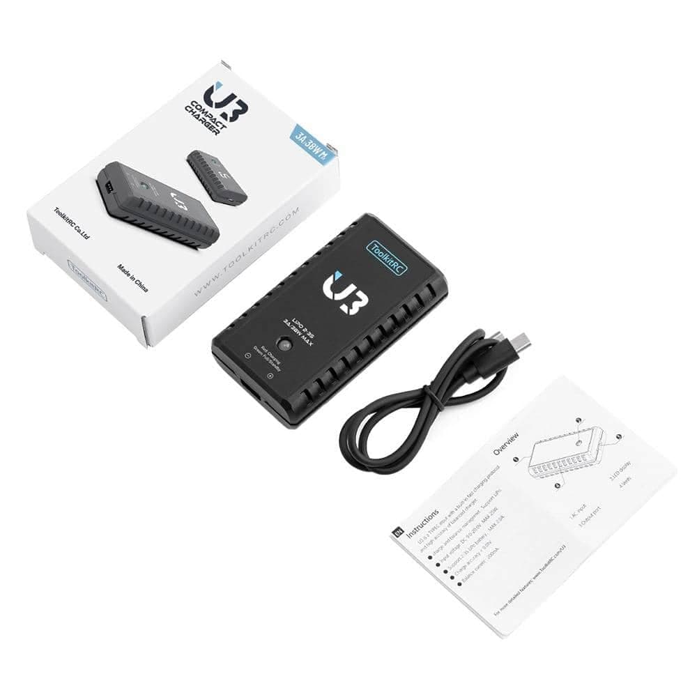ToolkitRC U3 V2 3A 38W 2-3S USB-C Balance LiPo Charger for fpv drones 3