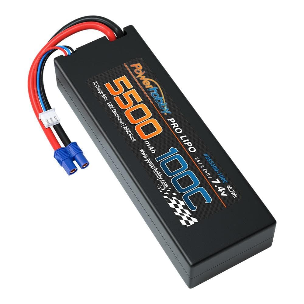 Powerhobby 2S 7.4V 5500MAH 100C Lipo Battery w EC3 Plug Hard Case for fpv drones 3