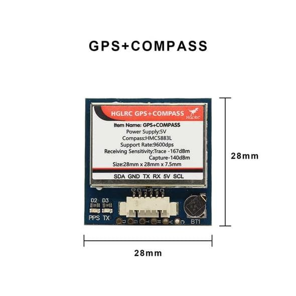 HGLRC GPS & Compass - U8 GPS & HMC5883L Compass for fpv drones 1