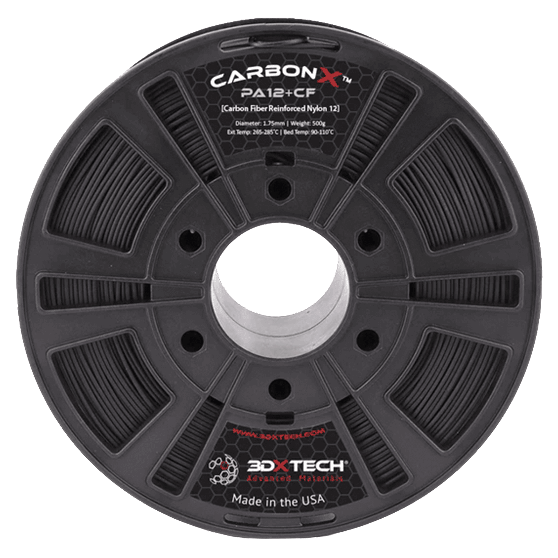 3DXTech CarbonX Nylon 12+CF 1.75mm Filament 750g