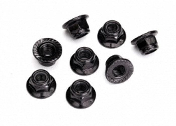 Traxxas 8447 Nut 5mm Flanged Nylon Locking (Steel Black Serrated) (8) Maxx UDR for fpv drones