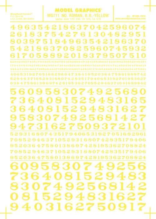 Woodland Scenics MG711 Roman R.R. Numbers Yellow 1/16-5/16" Train Decal Sheet for fpv drones