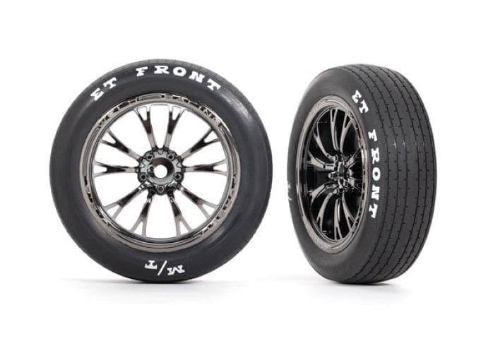 Traxxas Tires & Wheels Assembled Glued (Weld Black Chrome Wheel Tire) Drag Slash for fpv drones