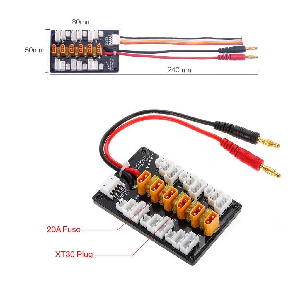 XT30 Plug Li-Po Battery Parallel Charging Board with Cable Adapters for fpv drones 6