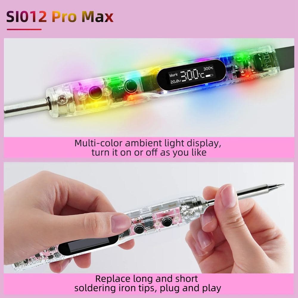 Sequre SI012 Pro Max Mini Soldering Iron w/ T12-BC2 Tip supports PD/QC/3S-6S Battery Power Supply for fpv drones 2